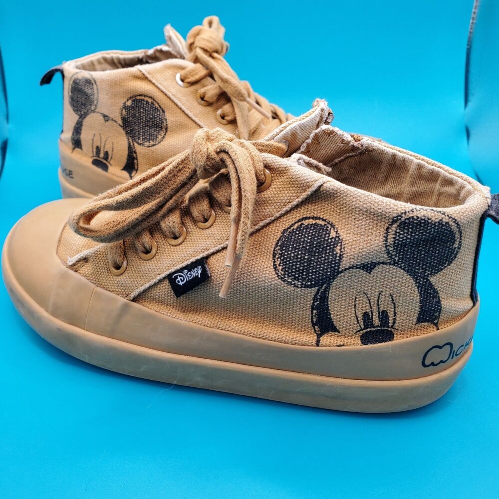 Zara Disney Canvas Mickey Mouse Sneakers Size 28/US 11 High-Top Lace Up Zippers